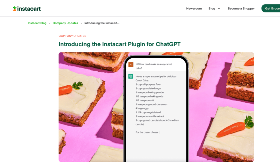 Instacart ChatGPT Plugin