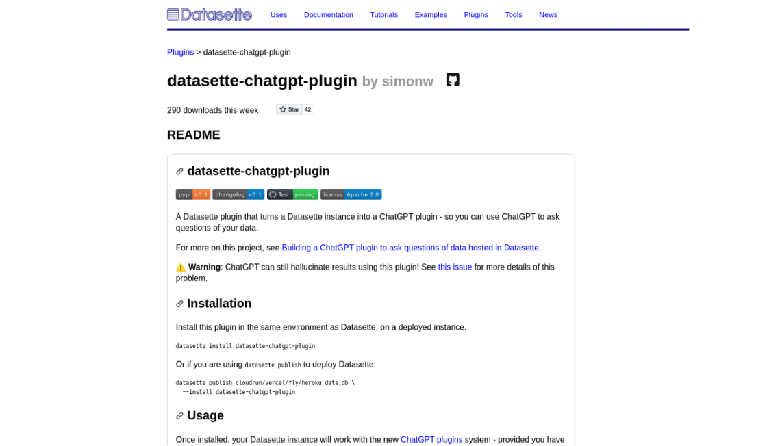 Datasette ChatGPT Plugin