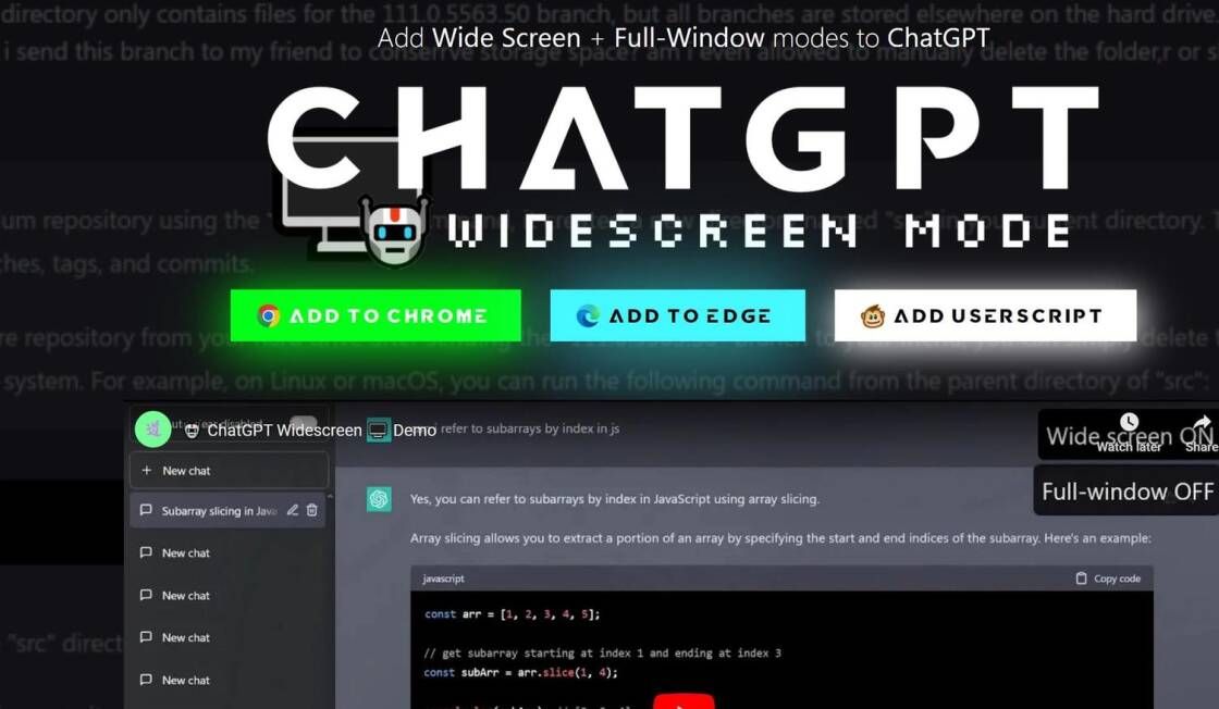 ChatGPT Widescreen Mode