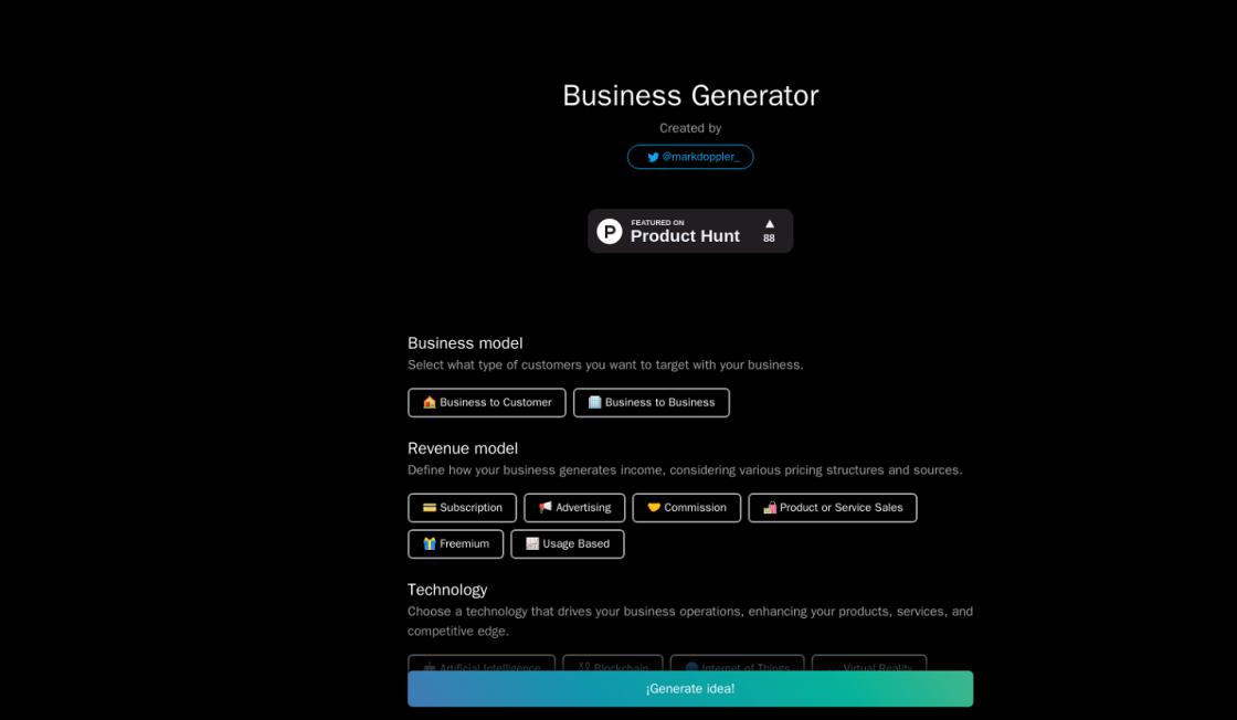 Business Idea Generator AI