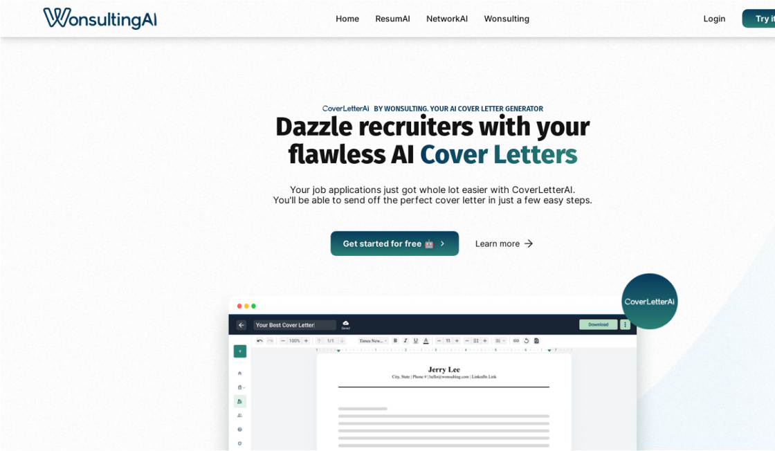 CoverletterAI By Wonsulting