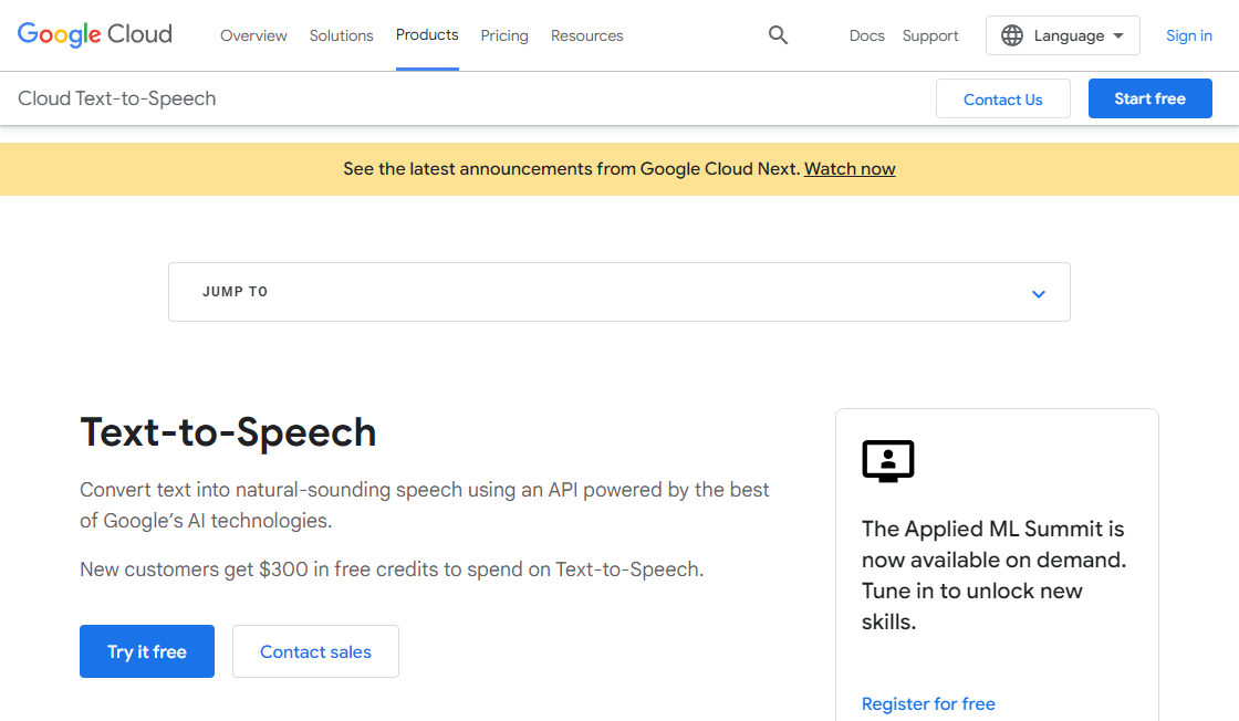 Google Cloud Text-To-Speech