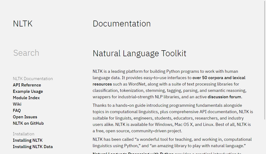 NLTK (Natural Language Toolkit)