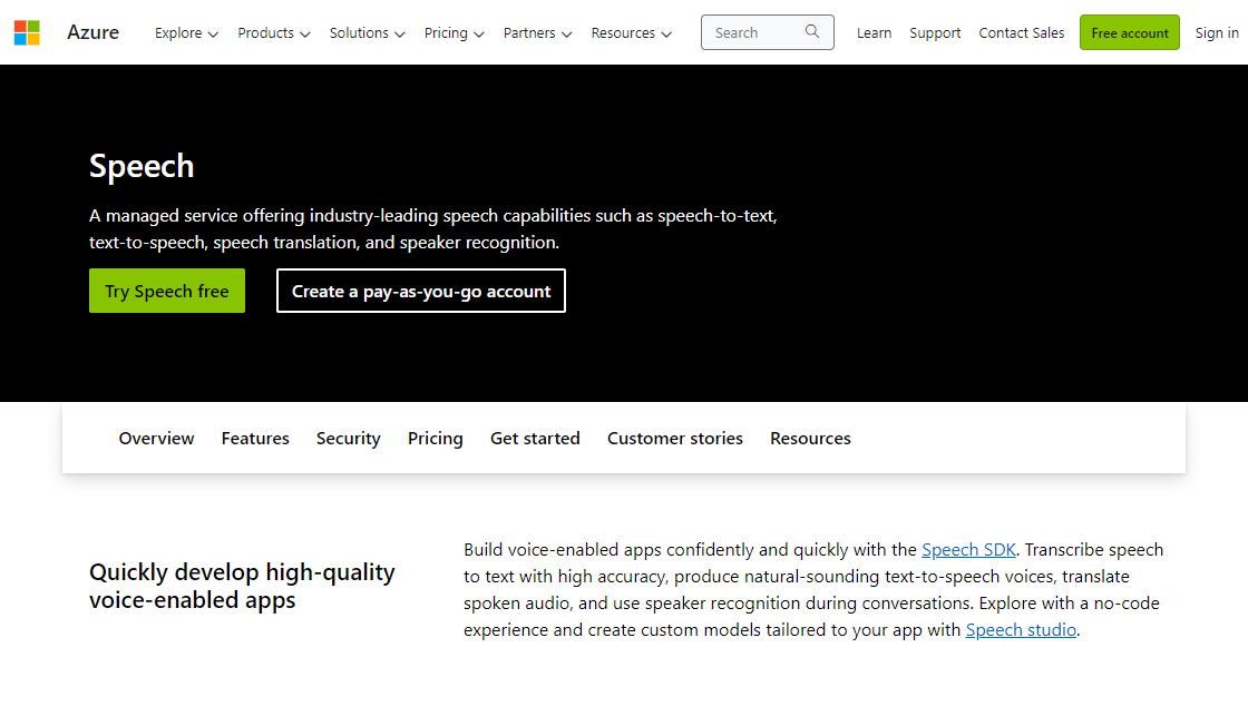 Microsoft Azure Speech Services