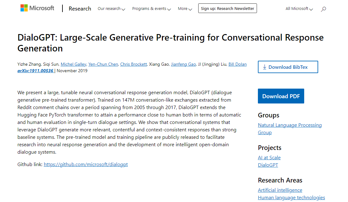 DialoGPT By Microsoft