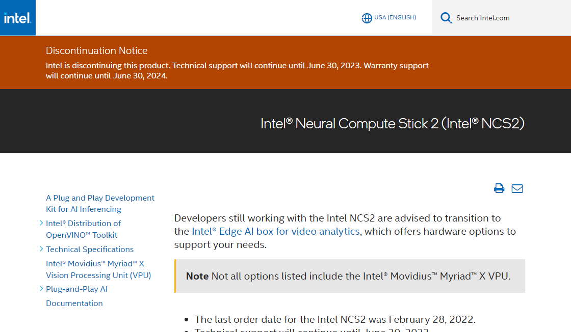 Intel Movidius Neural Compute SDK