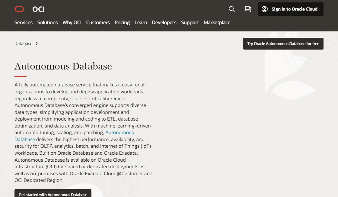 Oracle Autonomous Database