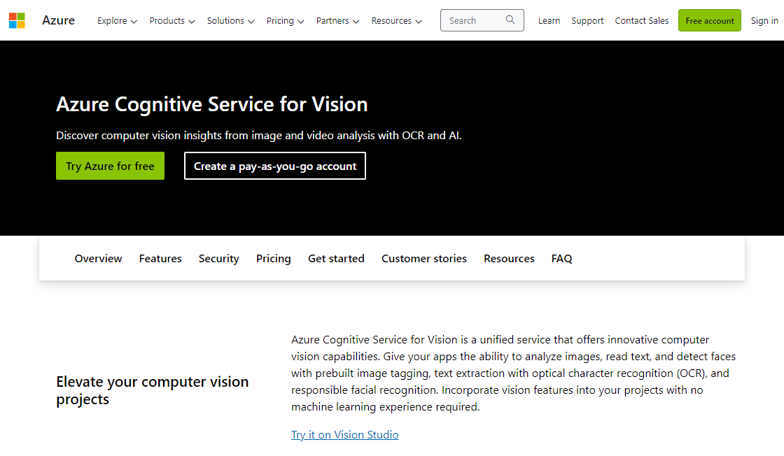 Microsoft Cognitive Services (Computer Vision)