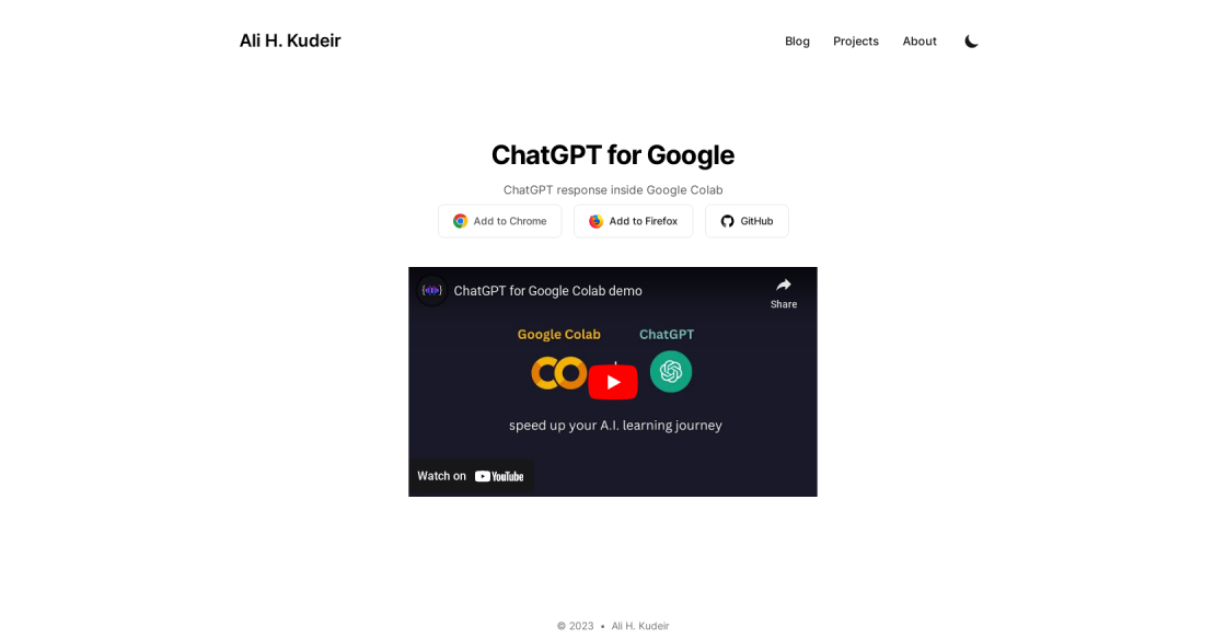 ChatGPT For Google Colab