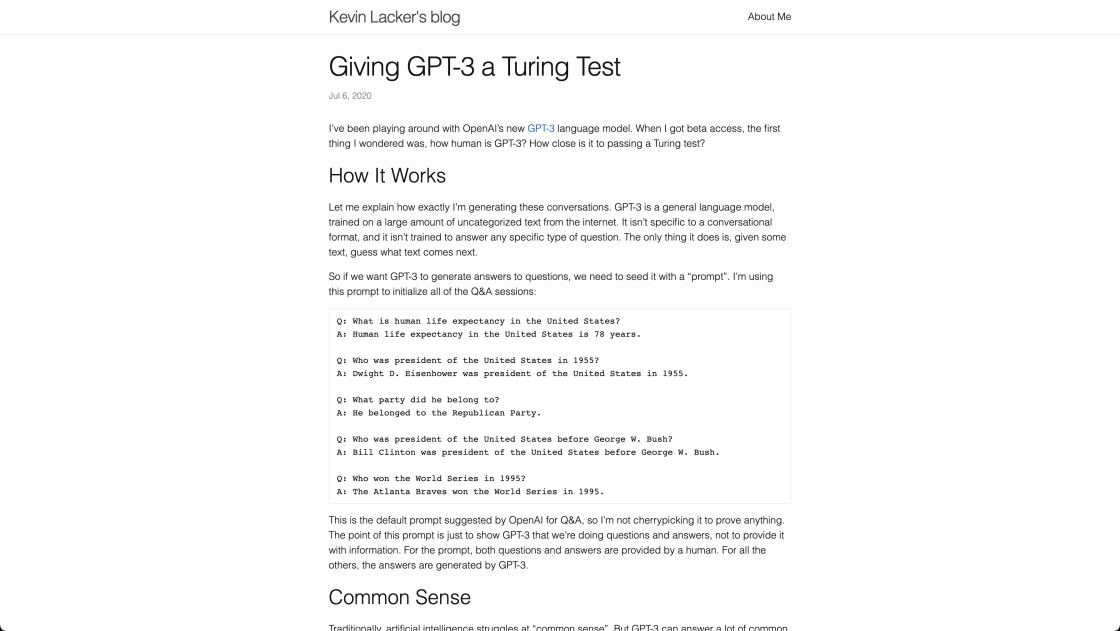 Giving GPT-3 A Turing Test