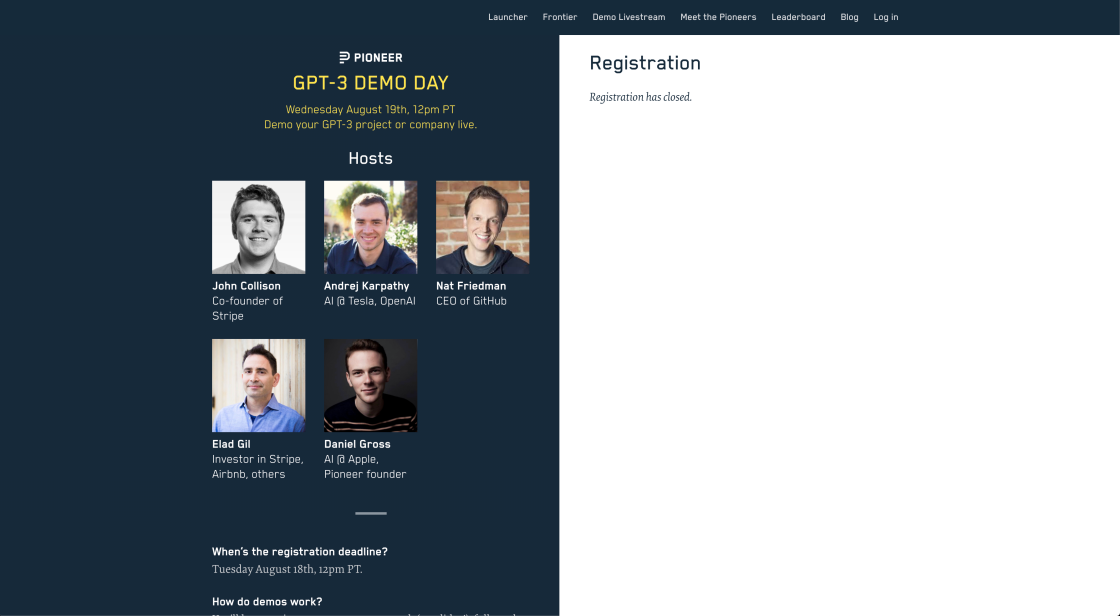 GPT-3 Demo Day By Pioneer