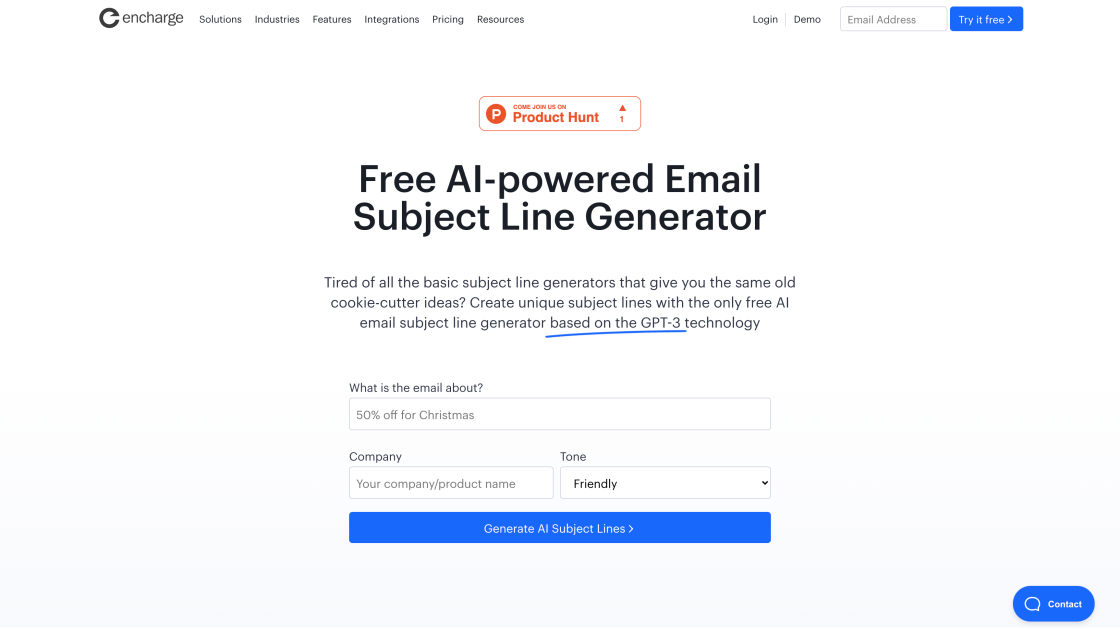 Free AI Email Subject Line Generator By Encharge