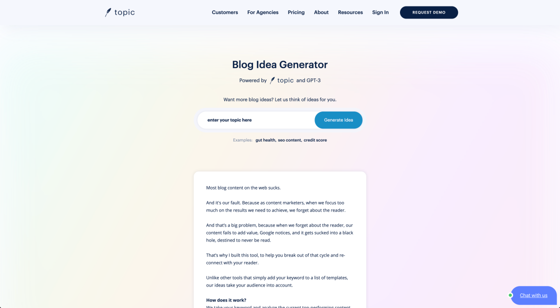 Blog Idea Generator By Topic